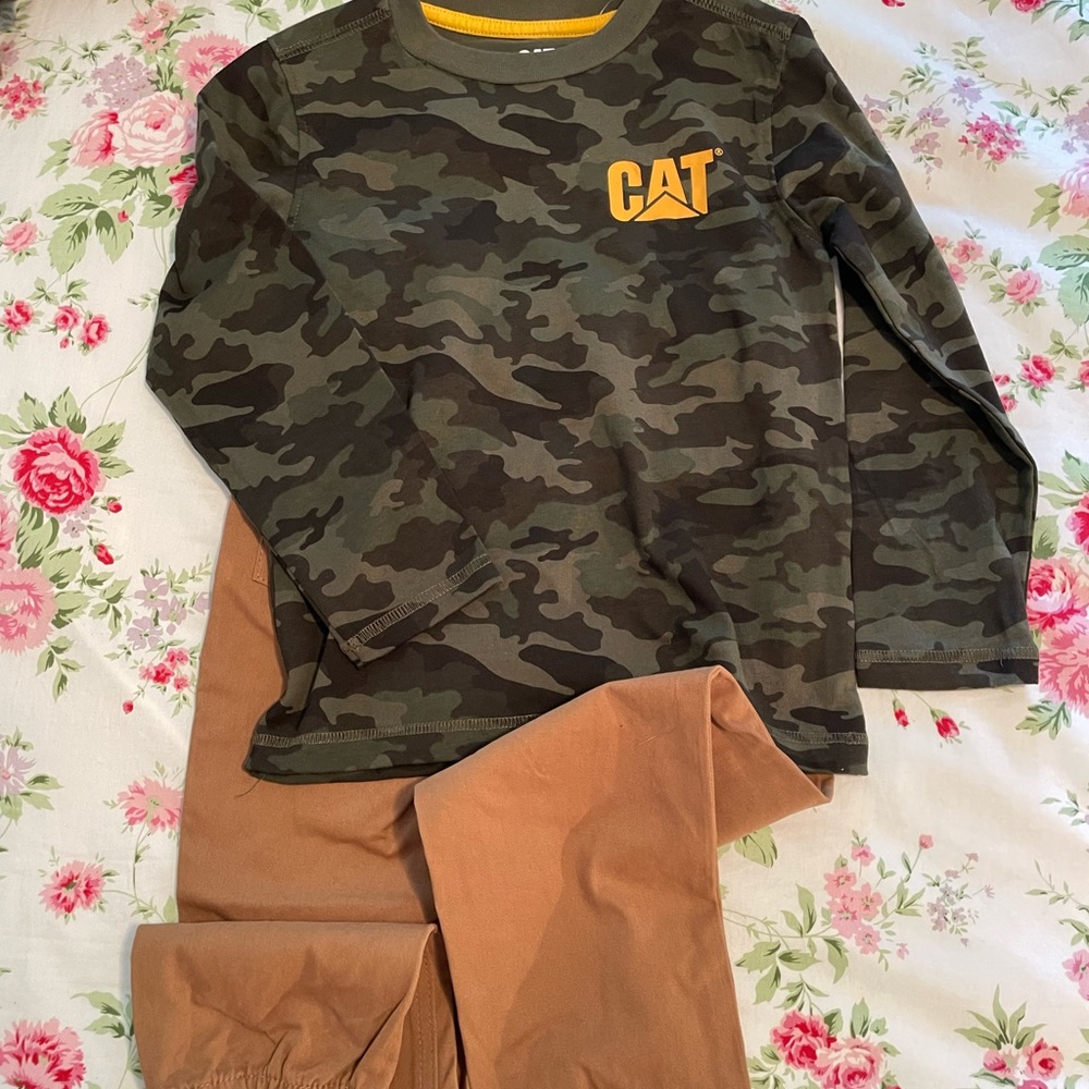 Boys Cat brand camouflage shirt with trousers